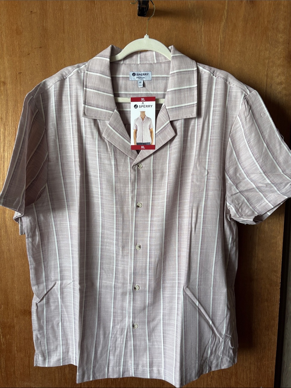 Sperry Men’s Camp Collar Textured Shirt - Pink, XL, NWT
